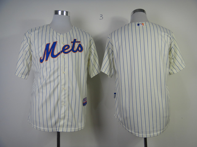Men New York Mets Blank Cream Stripe MLB Jerseys->->MLB Jersey
